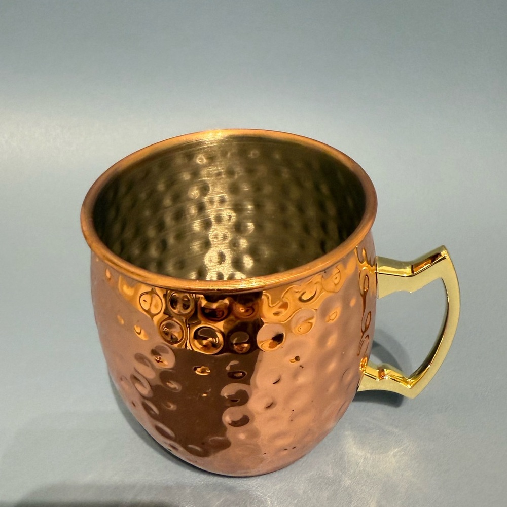 Hammered Copper Mug with Gold Handle